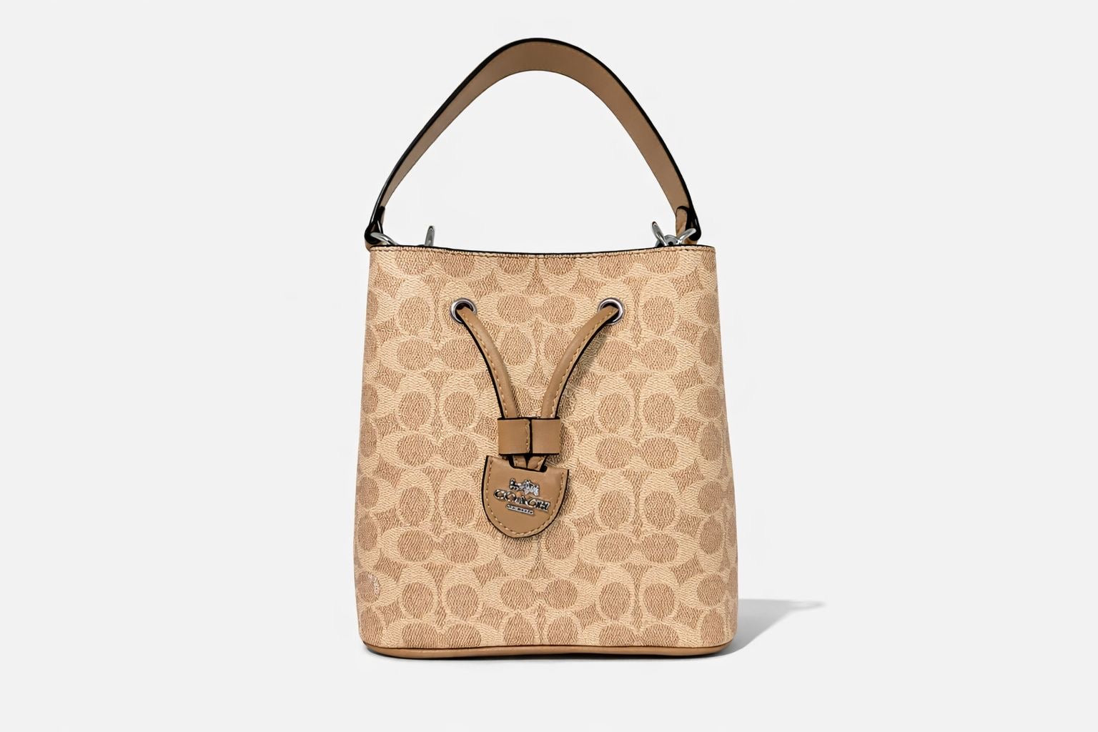 Set Coach Andy Tote & Wristlet en Lona Signature - Color Khaki/Saddle