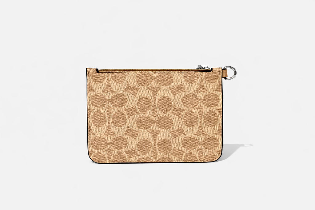Set Coach Andy Tote & Wristlet en Lona Signature - Color Khaki/Saddle