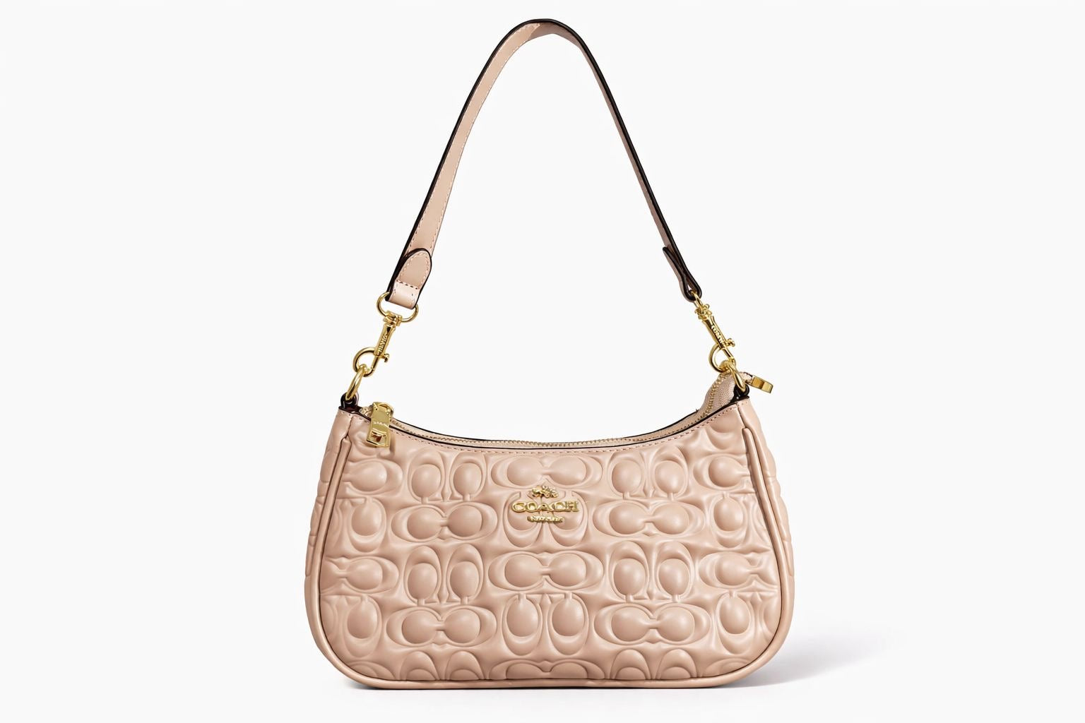 Bolso Coach Teri Shoulder Bag en Piel Signature Acolchada - Color Nude/Buff