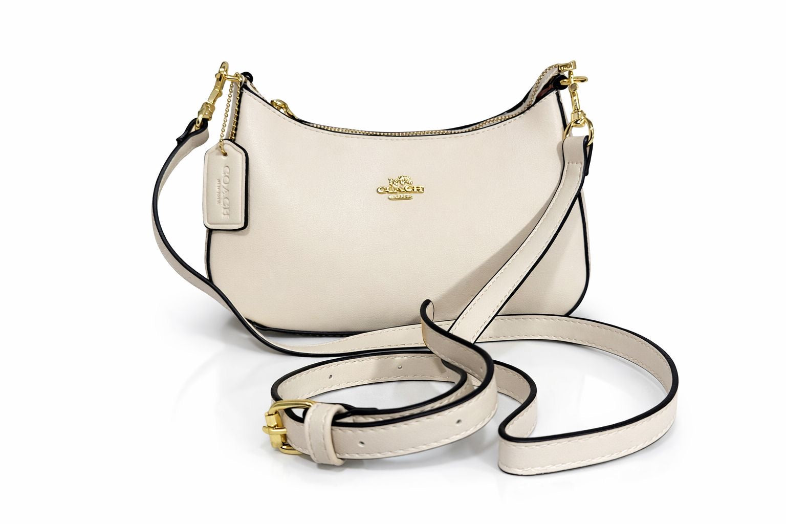 Dúo Coach: Bolso de Hombro Teri Blanco y Cartera Continental de Mezclilla