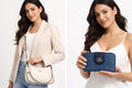 Dúo Coach: Bolso de Hombro Teri Blanco y Cartera Continental de Mezclilla