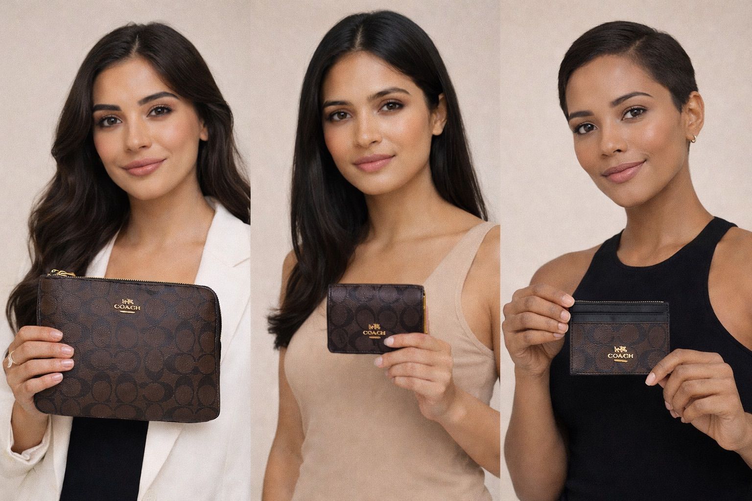 Set Coach 3-en-1: Cartera Grande, Mini Bolso con Cadena y Tarjetero en Lona Signature